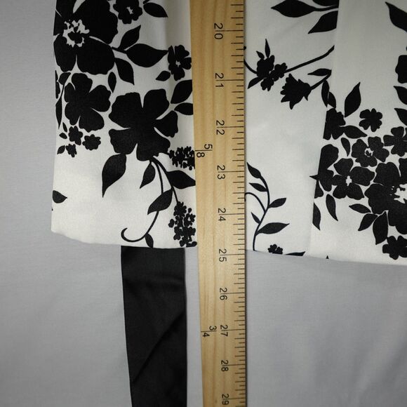 Dressbarn Oriental Jacket Womens Sz 14w Asian Style White w/ Black Floral Lined - Picture 10 of 16